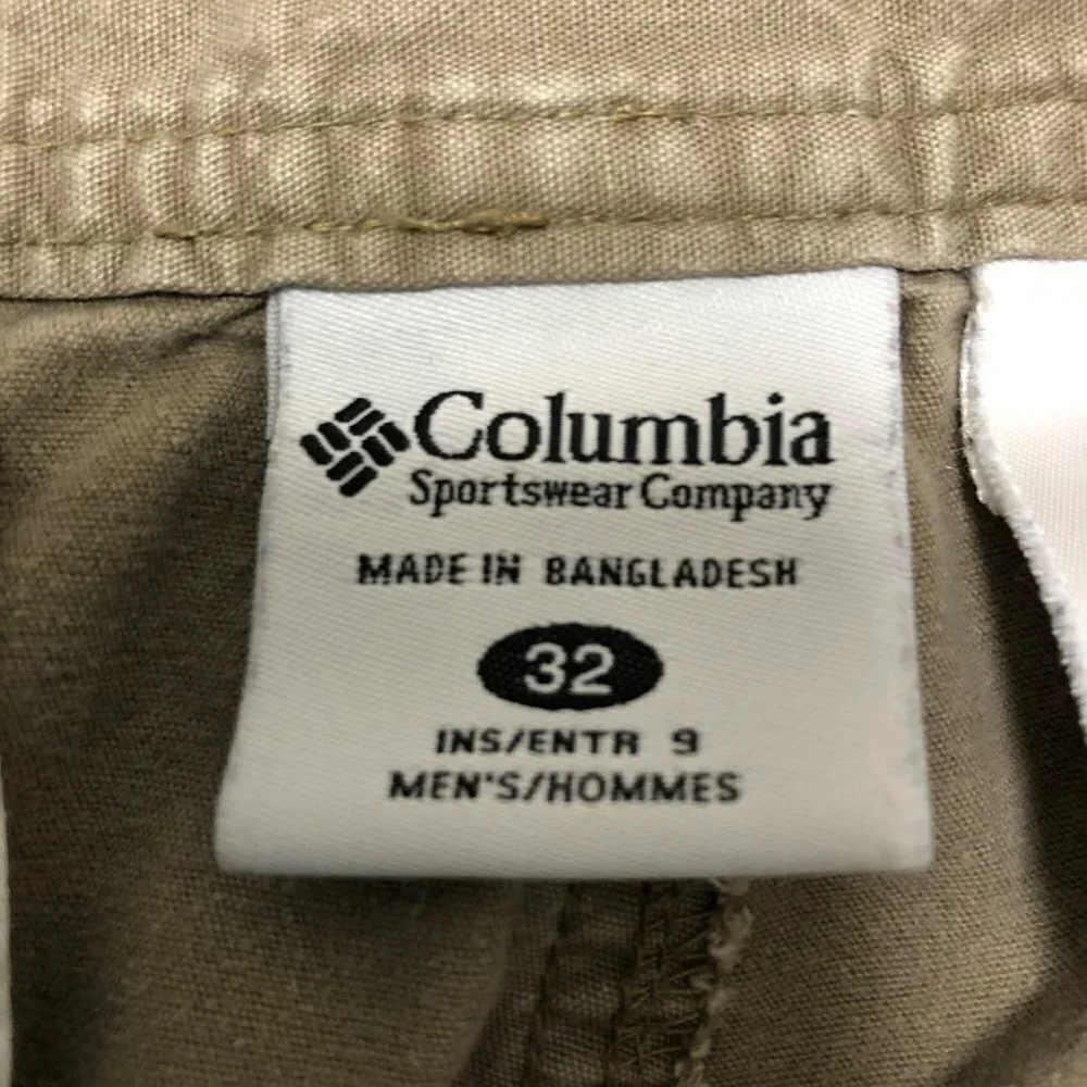 Columbia Cargo Pocket Shorts Men's Size 32 100% Cotton Tan Neutral Hiking Pants